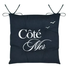 Cuscino per sedia quadrato in cotone (38x38 cm) Bordemer Blu navy