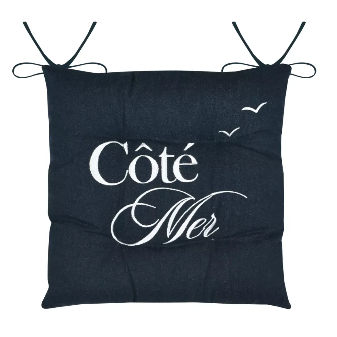 Cuscino per sedia quadrato in cotone (38x38 cm) Bordemer Blu navy
