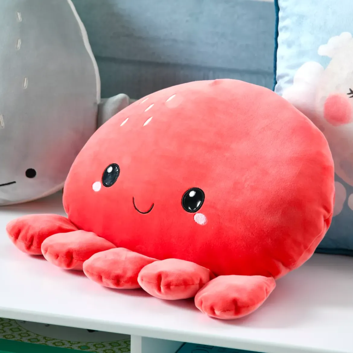 Cuscino polpo per bambini (37 x 37 cm) Moby Corallo