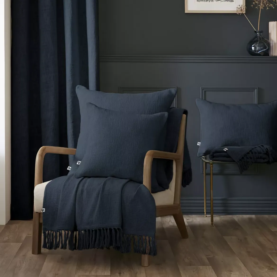 Cuscino quadrato cotone (60 x 60 cm) Sixtine Blu notte