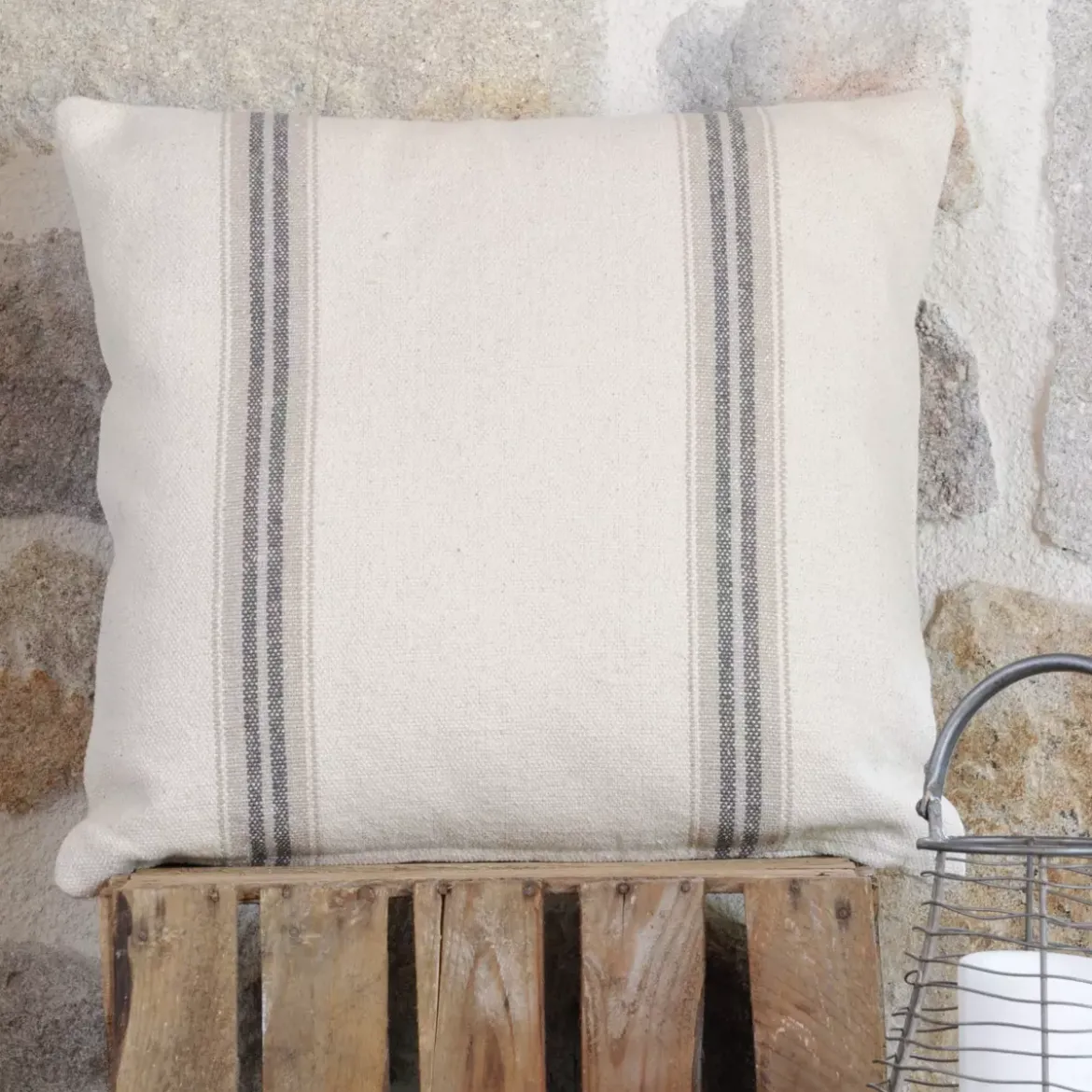 Cuscino quadrato cotone (50 cm) Montauban Grigio antracite
