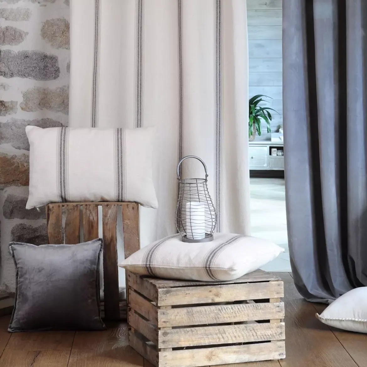 Cuscino quadrato cotone (50 cm) Montauban Grigio antracite