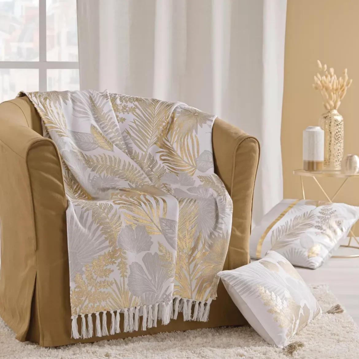Cuscino quadrato cotone (50 x 50 cm) Melisse Oro