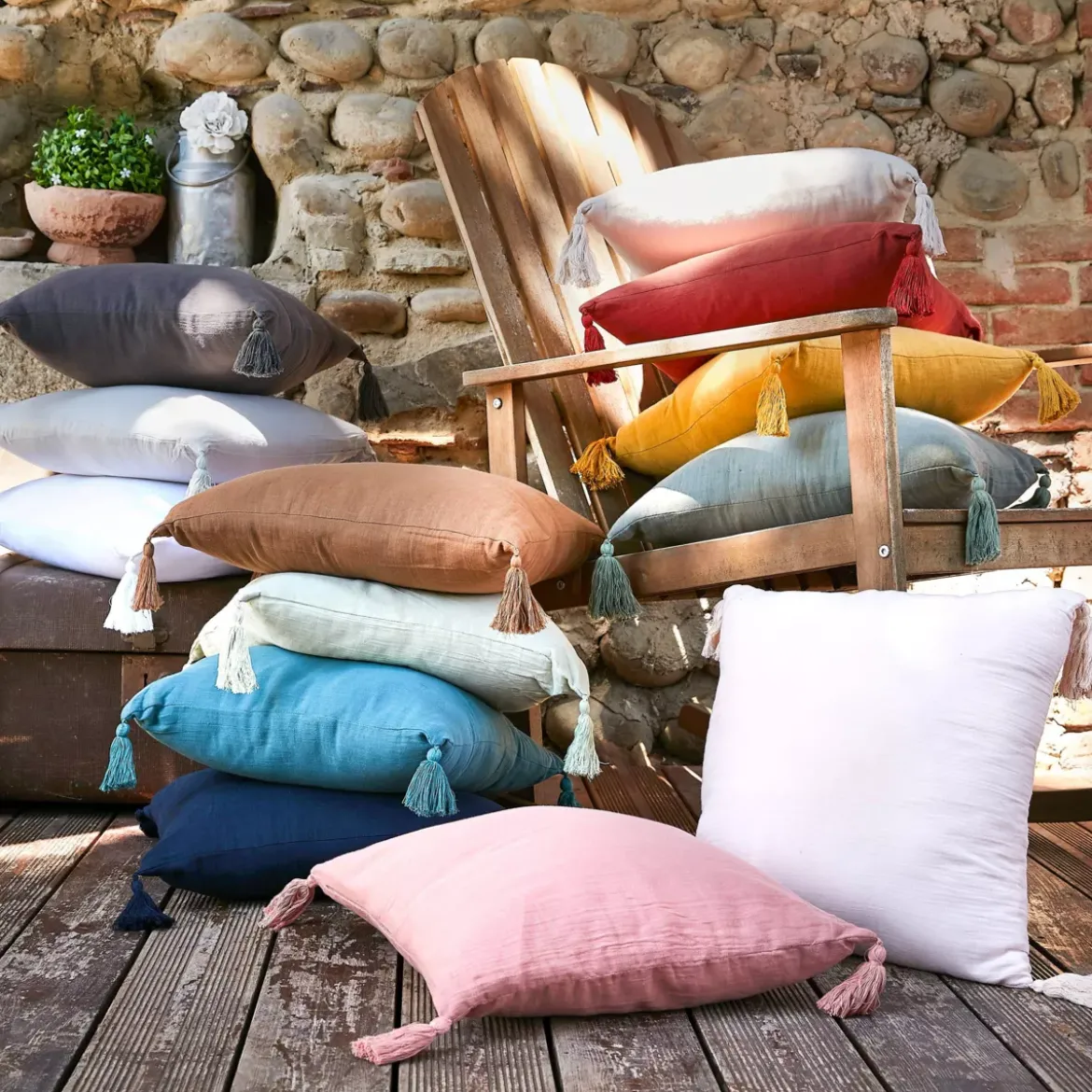 Cuscino quadrato garza di cotone (40 cm) Gaïa Blu notte