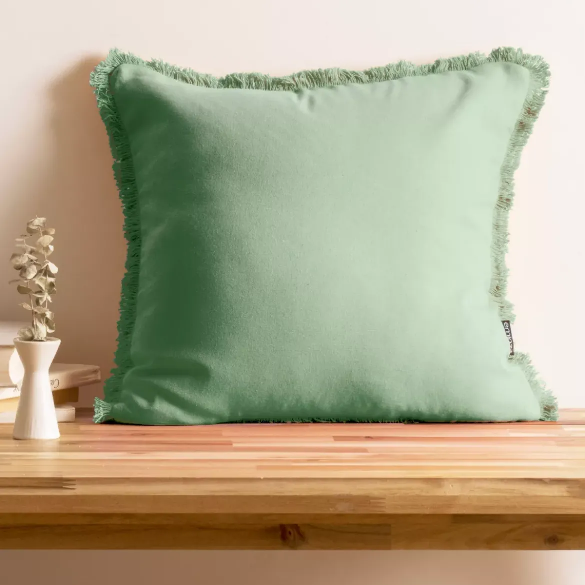 Cuscino quadrato in cotone (45 x 45 cm) Pixel frange Verde menta