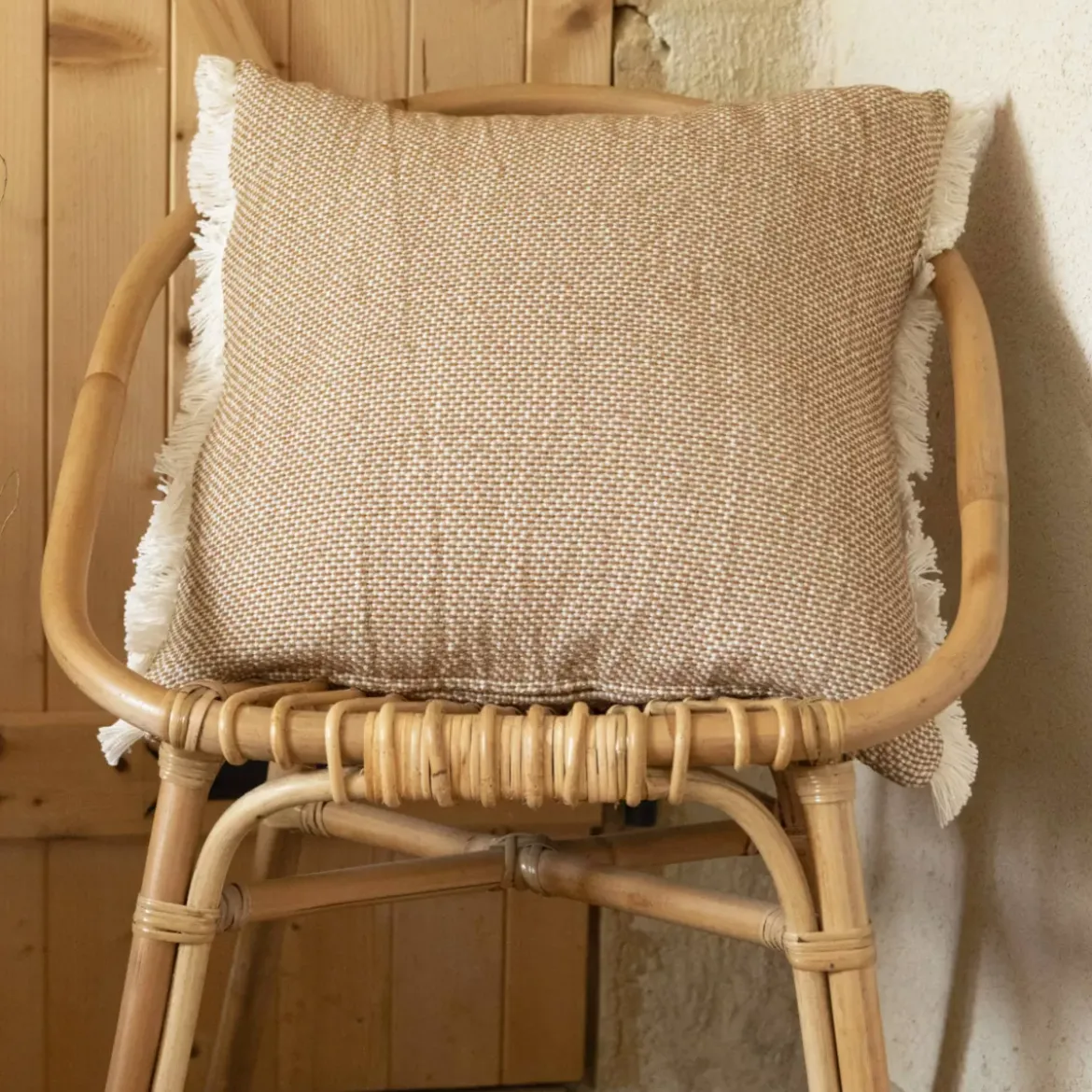 Cuscino quadrato in cotone (50 x 50 cm) Jamy Marrone