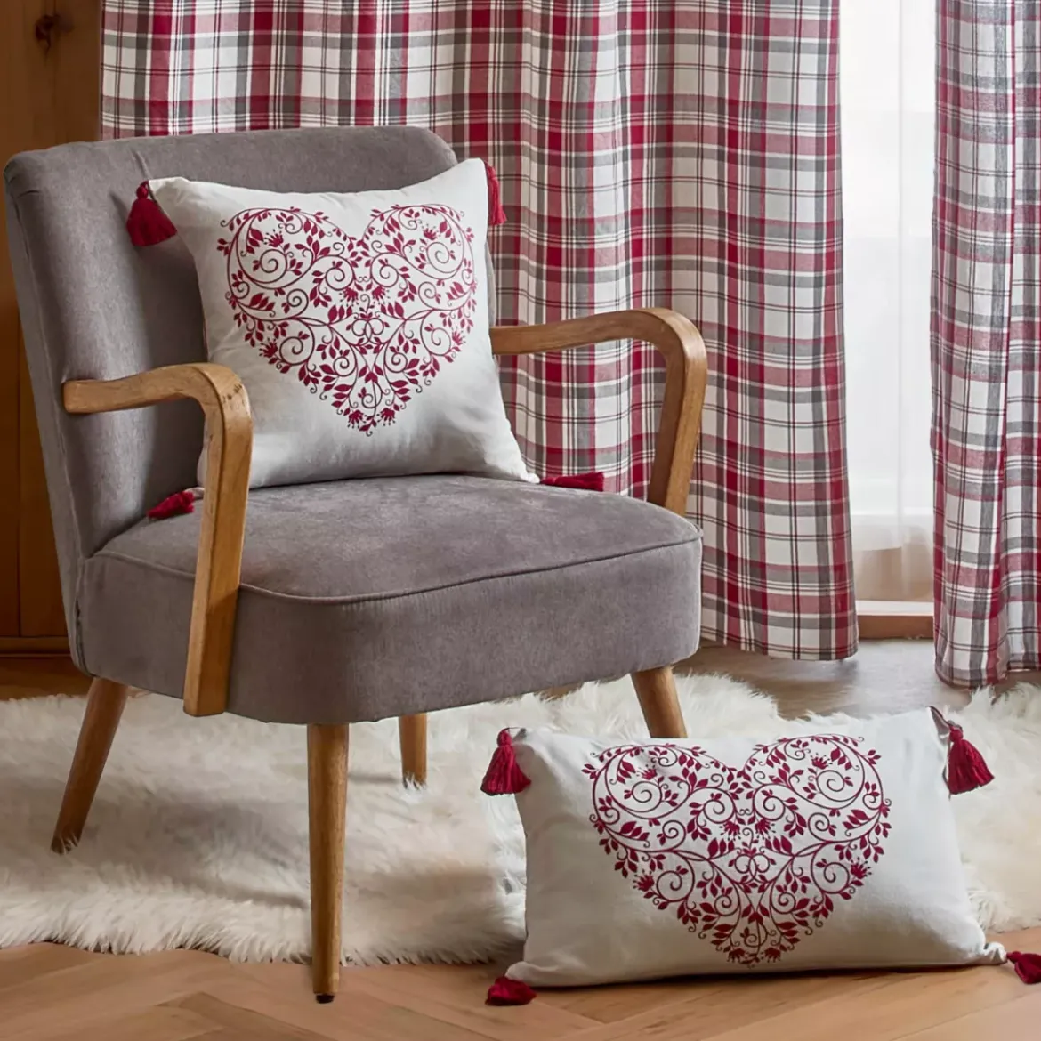 Cuscino quadrato in cotone (40 x 40 cm) Megeve Rosso