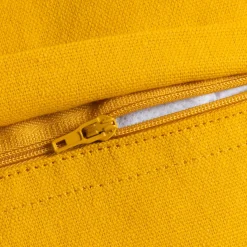 Cuscino quadrato in cotone (45 x 45 cm) Pixel con frange Giallo senape