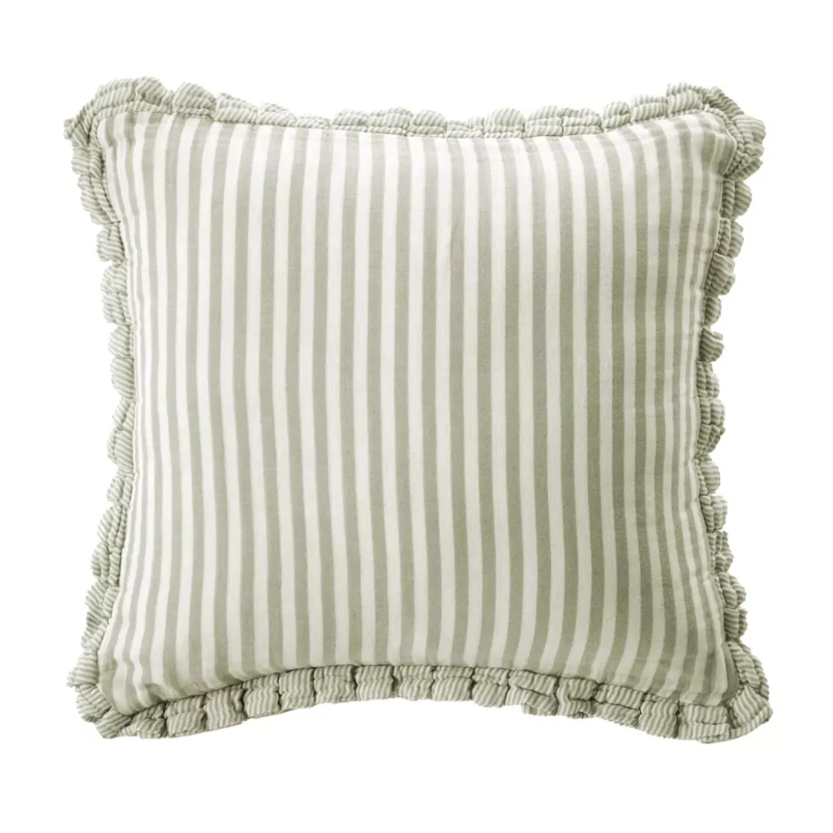 Cuscino quadrato in garza di cotone (45 x 45 cm) Gaïa a righe Verde eucalipto