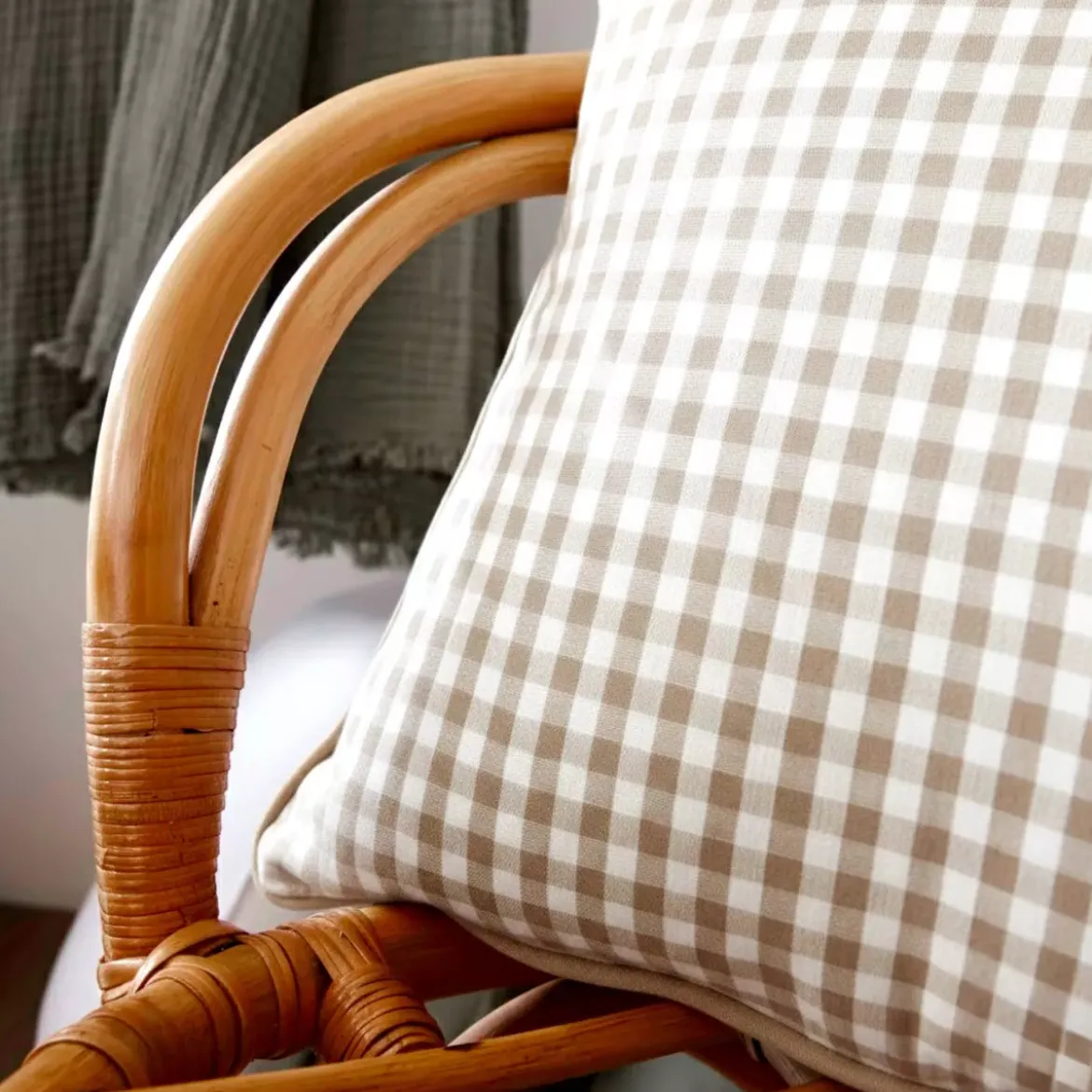 Cuscino quadrato in garza di cotone (45 x 45 cm) Gaïa vichy Corda