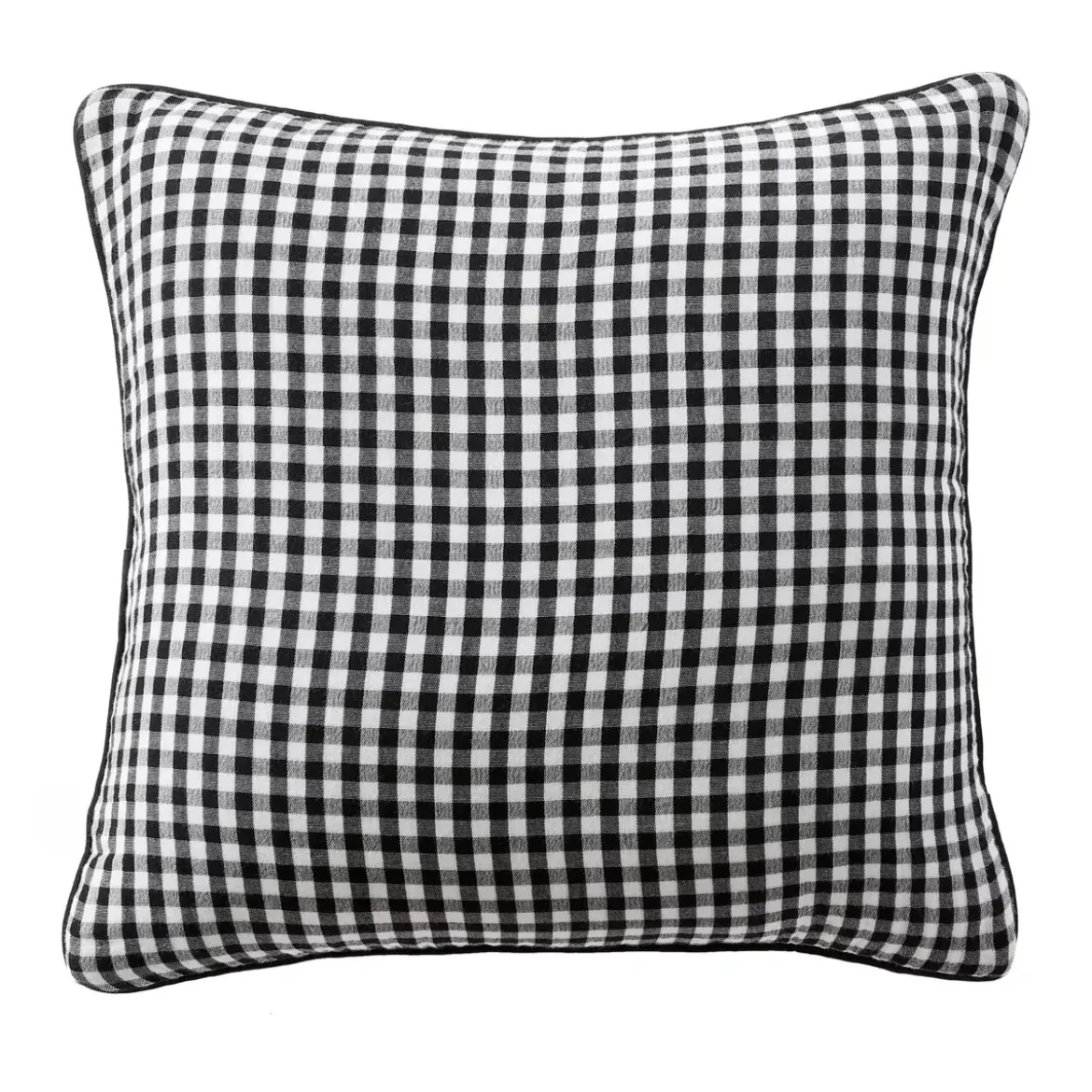 Cuscino quadrato in garza di cotone (45 x 45 cm) Gaïa vichy Nero