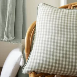 Cuscino quadrato in garza di cotone (45 x 45 cm) Gaïa vichy Verde eucalipto
