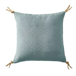 Cuscino quadrato in Lino Lavato (45 x 45 cm) Louise Blu Azzurro