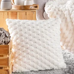 Cuscino quadrato in similpelliccia (45 x 45 cm) Frosty Ecru