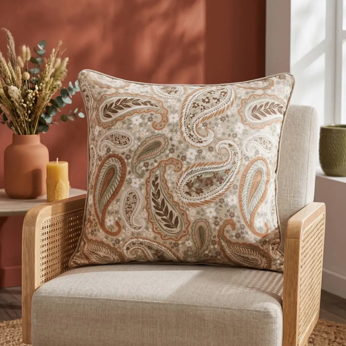 Cuscino quadrato in velluto (50 x 50 cm) Dolores Beige