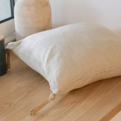 Cuscino quadrato lino lavato (45 cm) Louise Beige
