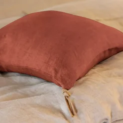 Cuscino quadrato lino lavato (45 cm) Louise Terracotta
