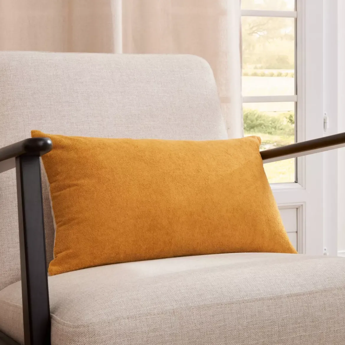 Cuscino rettangolare in bouclé (30 x 50 cm) Ava Giallo ocra