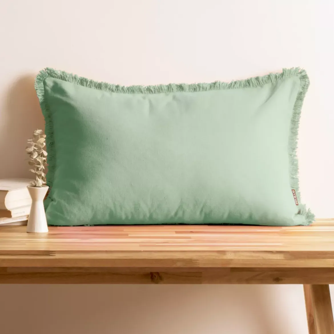 Cuscino rettangolare in cotone (40 x 60 cm) Pixel frange Verde menta