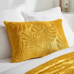 Cuscino rettangolare in flanella (40 x 60 cm) Flore Giallo senape