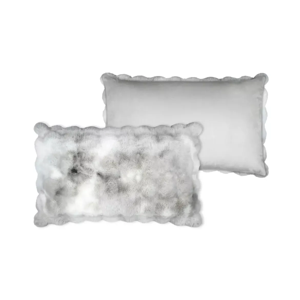 Cuscino rettangolare in finta pelliccia (50 x 80 cm) Nebraska Grigio perla
