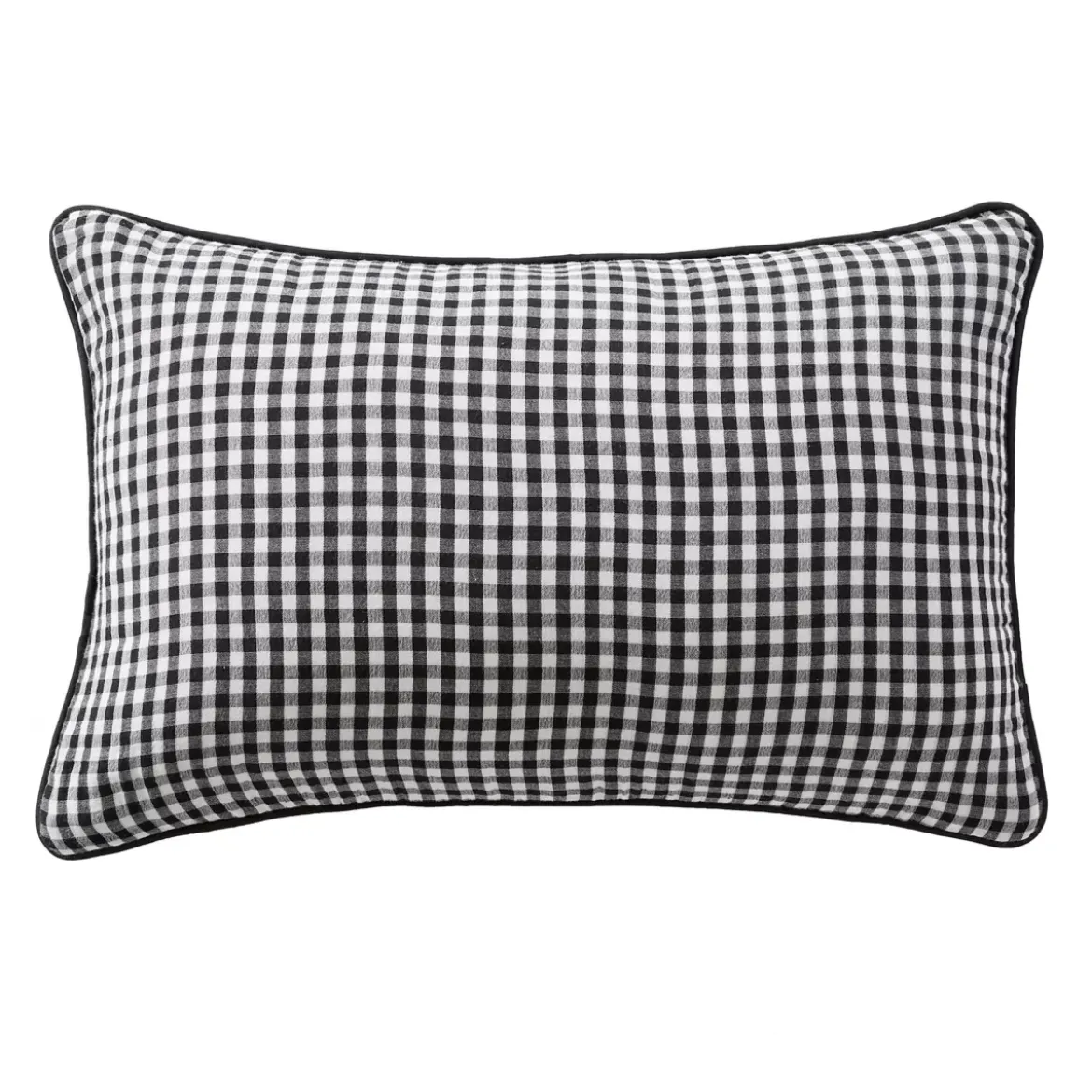 Cuscino rettangolare in garza di cotone (40 x 60 cm) Gaïa vichy Nero