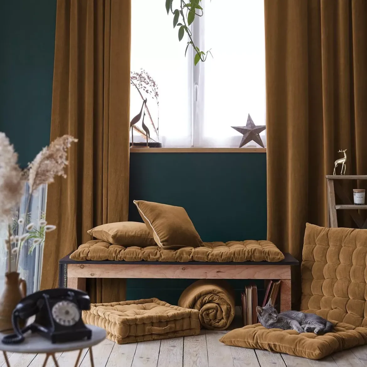 Cuscino rettangolare in velluto di cotone (40 x 60 cm) Victor Camel