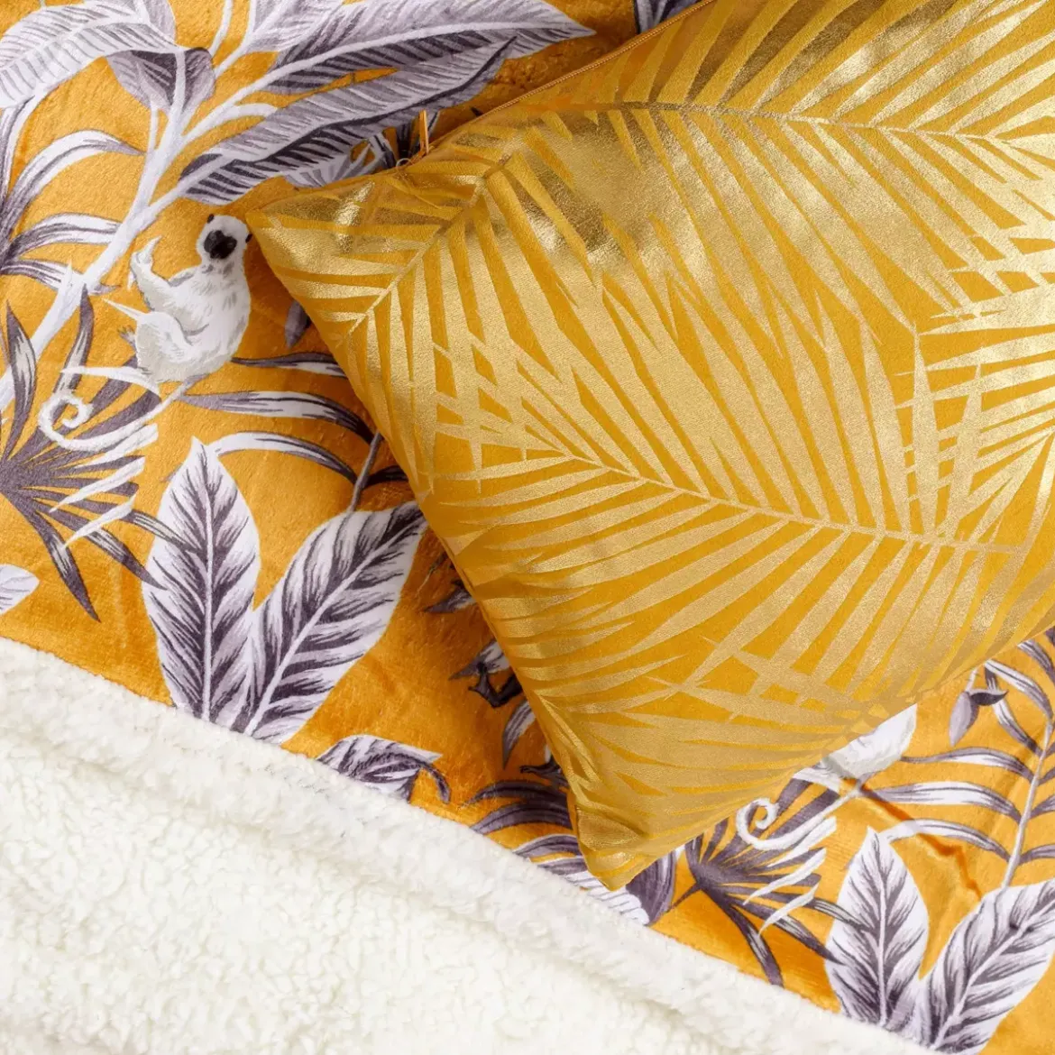 Cuscino rettangolare velluto Or Tropic Giallo ocra