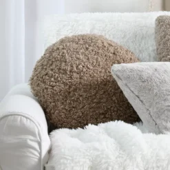 Cuscino rotondo bouclé (40 cm) Cosylife Tortora