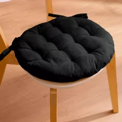Cuscino rotondo per sedia in cotone (40 cm) Pixel Nero