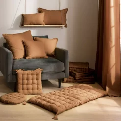 Cuscino rotondo per sedia in cotone (40 cm) Pixel Camel