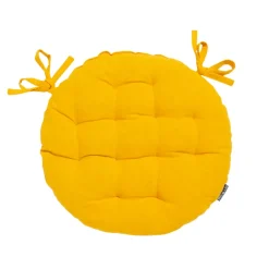 Cuscino rotondo per sedia in cotone (40 cm) Pixel Giallo senape