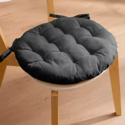 Cuscino rotondo per sedia in cotone (40 cm) Pixel Grigio antracite