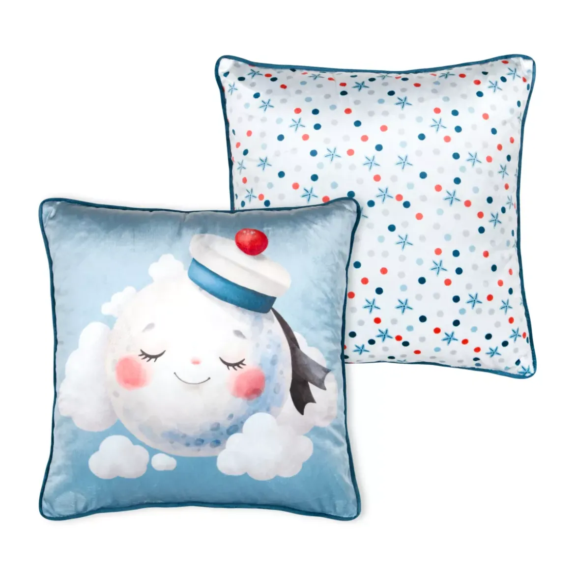 Cuscino velluto per bambini (40 x 40 cm) Moby Blu