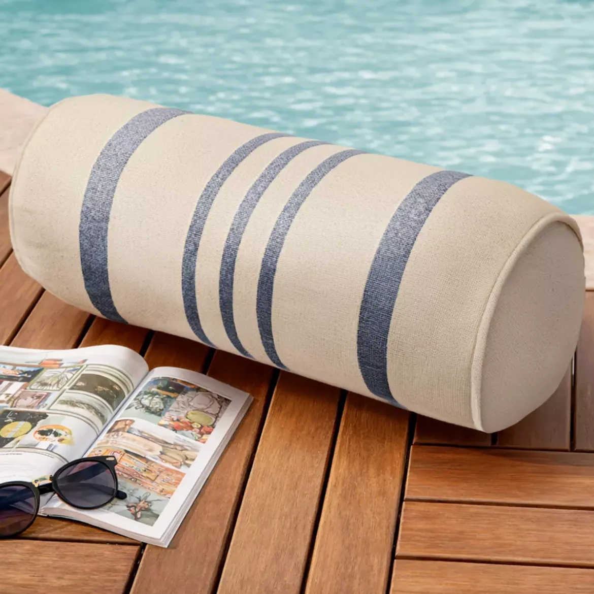 Cuscino da esterno a cilindro (20 x 45 cm) Nautira Blu navy