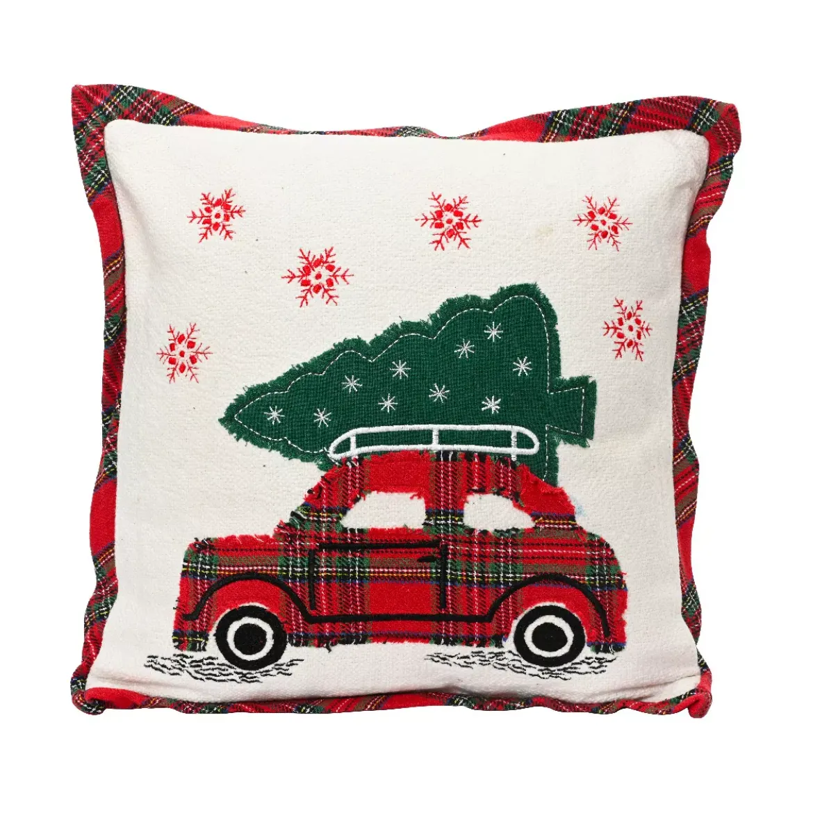 Cuscino di Natale quadrato in cotone (45 x 45 cm) Christmas Tartan Rosso