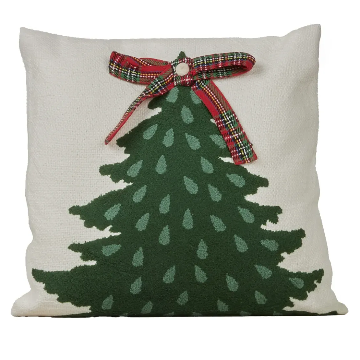Cuscino di Natale quadrato in cotone (45 x 45 cm) Albero di Natale Tartan Rosso