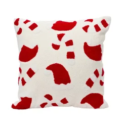 Cuscino di Natale quadrato in cotone (45 x 45 cm) Canna di zucchero Rosso e Bianco