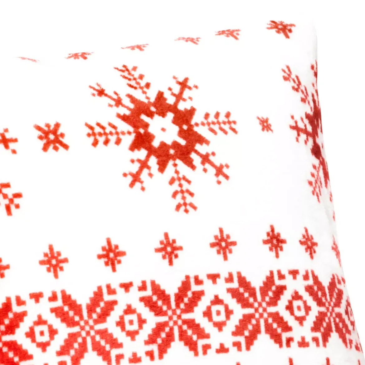 Cuscino natalizio quadrato (40 x 40 cm) Fiocchi di neve Rosso e bianco