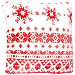 Cuscino natalizio quadrato (40 x 40 cm) Fiocchi di neve Rosso e bianco