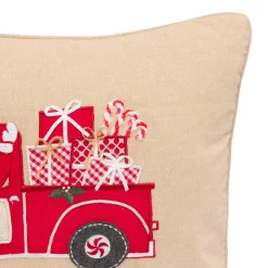 Cuscino natalizio rettangolare (59 x 39 cm) Auto di Babbo Natale Rosso e beige