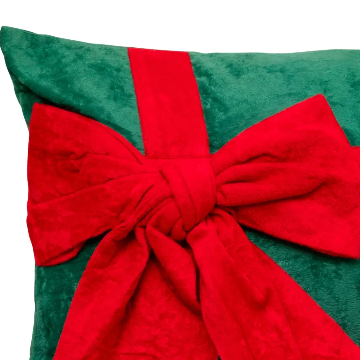 Cuscino natalizio rettangolare (30 x 50 cm) Fiocco in velluto Rosso e verde