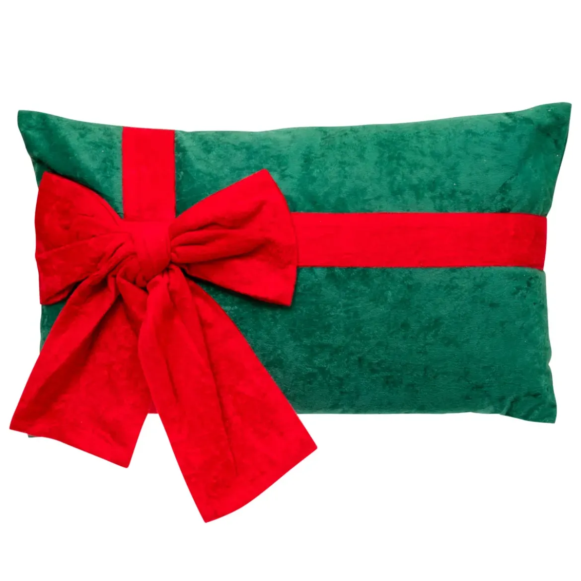 Cuscino natalizio rettangolare (30 x 50 cm) Fiocco in velluto Rosso e verde