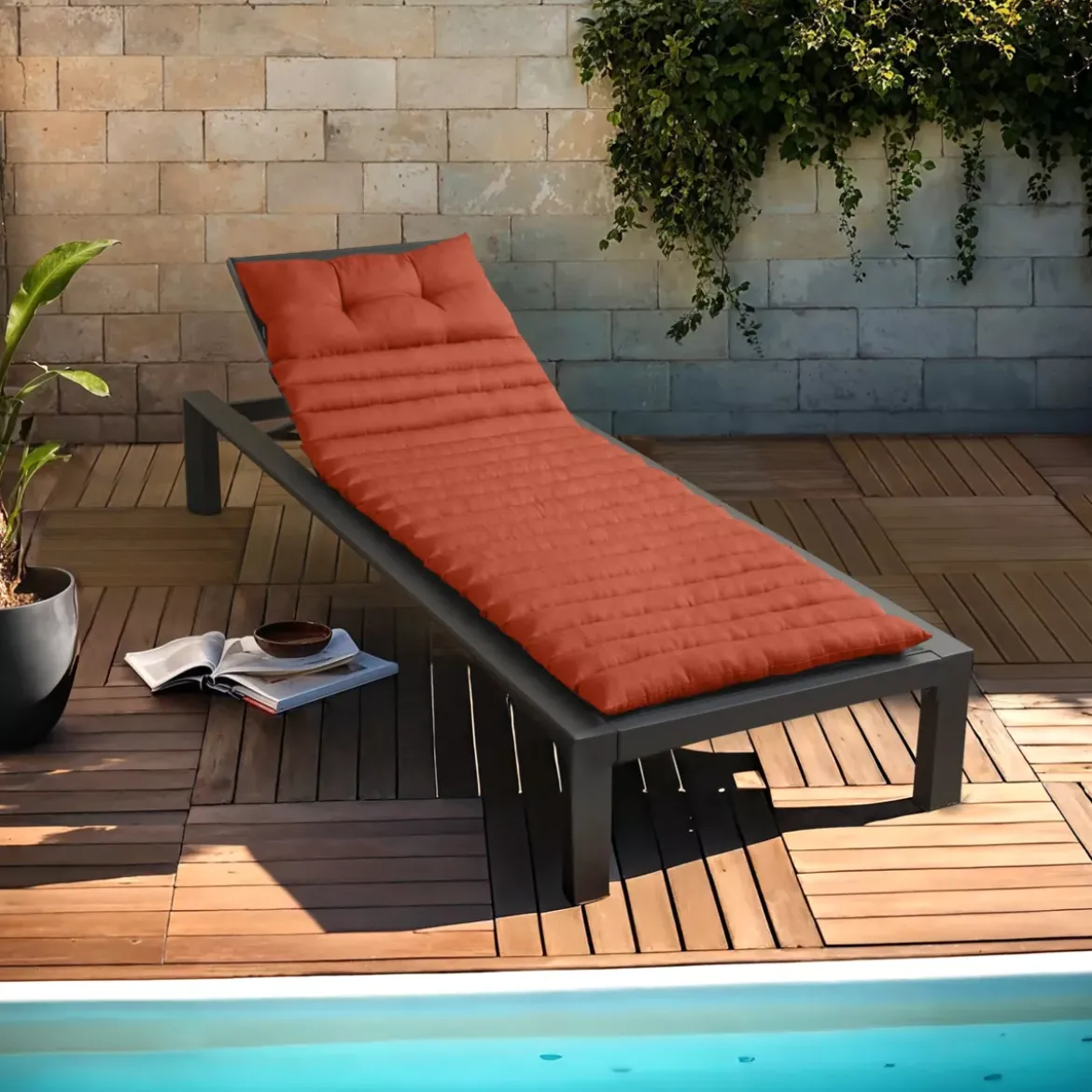 Cuscino per lettino prendisole trapuntato (180 x 60 cm) Sunset Terracotta
