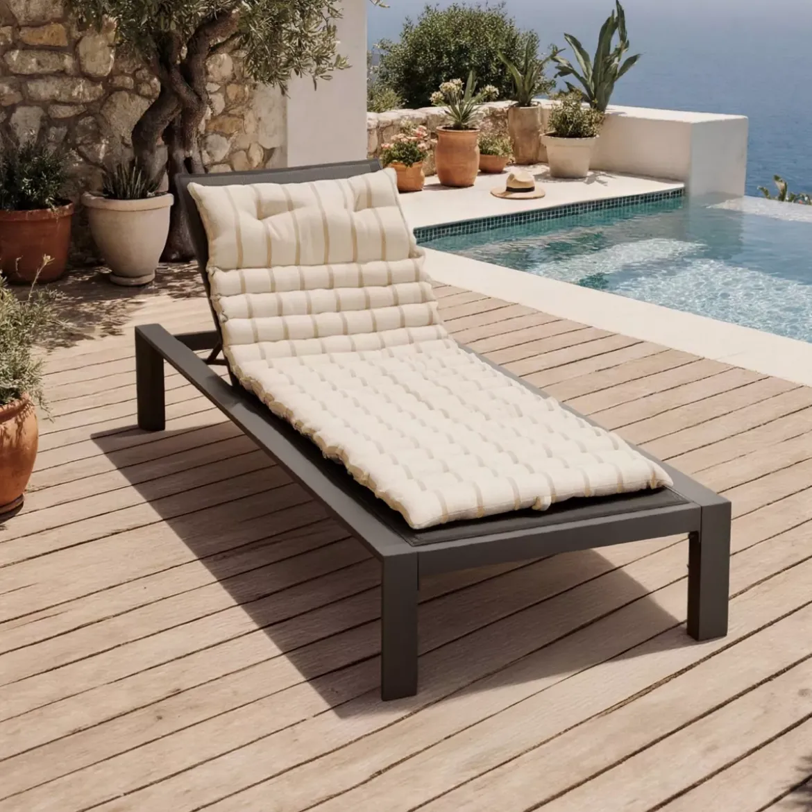 Cuscino per sdraio arrotolabile (60 x 180 cm) Ocealys Beige