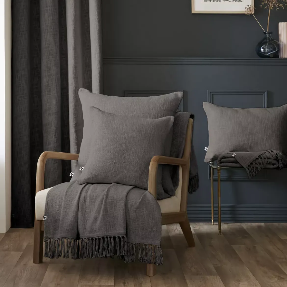 Cuscino quadrato cotone (45 x 45 cm) Sixtine Grigio ardesia
