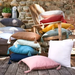 Cuscino quadrato garza di cotone (40 cm) Gaïa Giallo zafferano