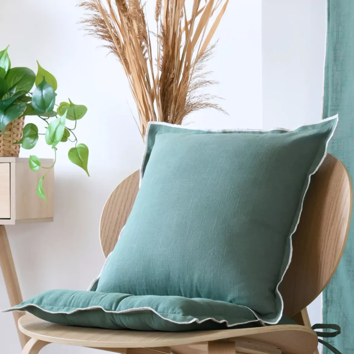 Cuscino quadrato in cotone (45 x 45 cm) Helios Verde