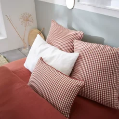 Cuscino quadrato in garza di cotone (45 x 45 cm) Gaïa vichy Terracotta