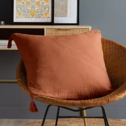 Cuscino quadrato in garza di cotone (60 x 60 cm) Gaia Terracotta